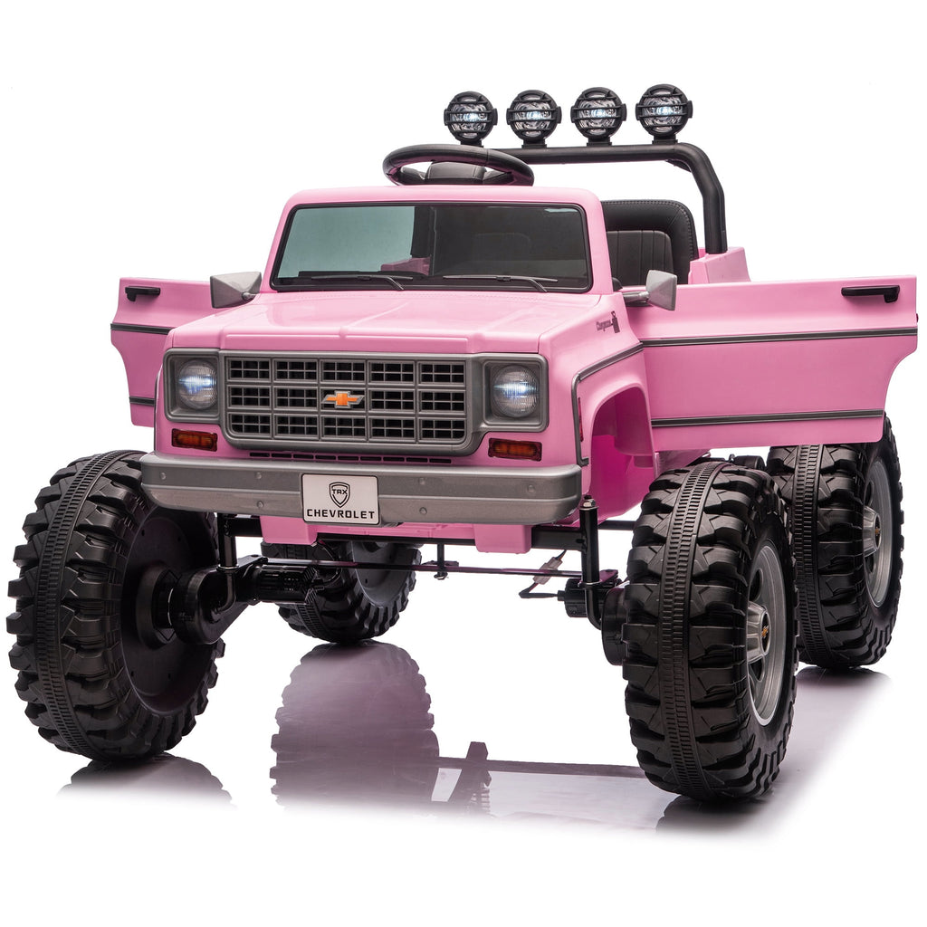 Sunnyfree 4WD Chevrolet Cheyenne 24 Volt Ride on Toys, 2 Seater Power Truck Wheels with Remote, Bluetooth, USB, LED Lights, Blue