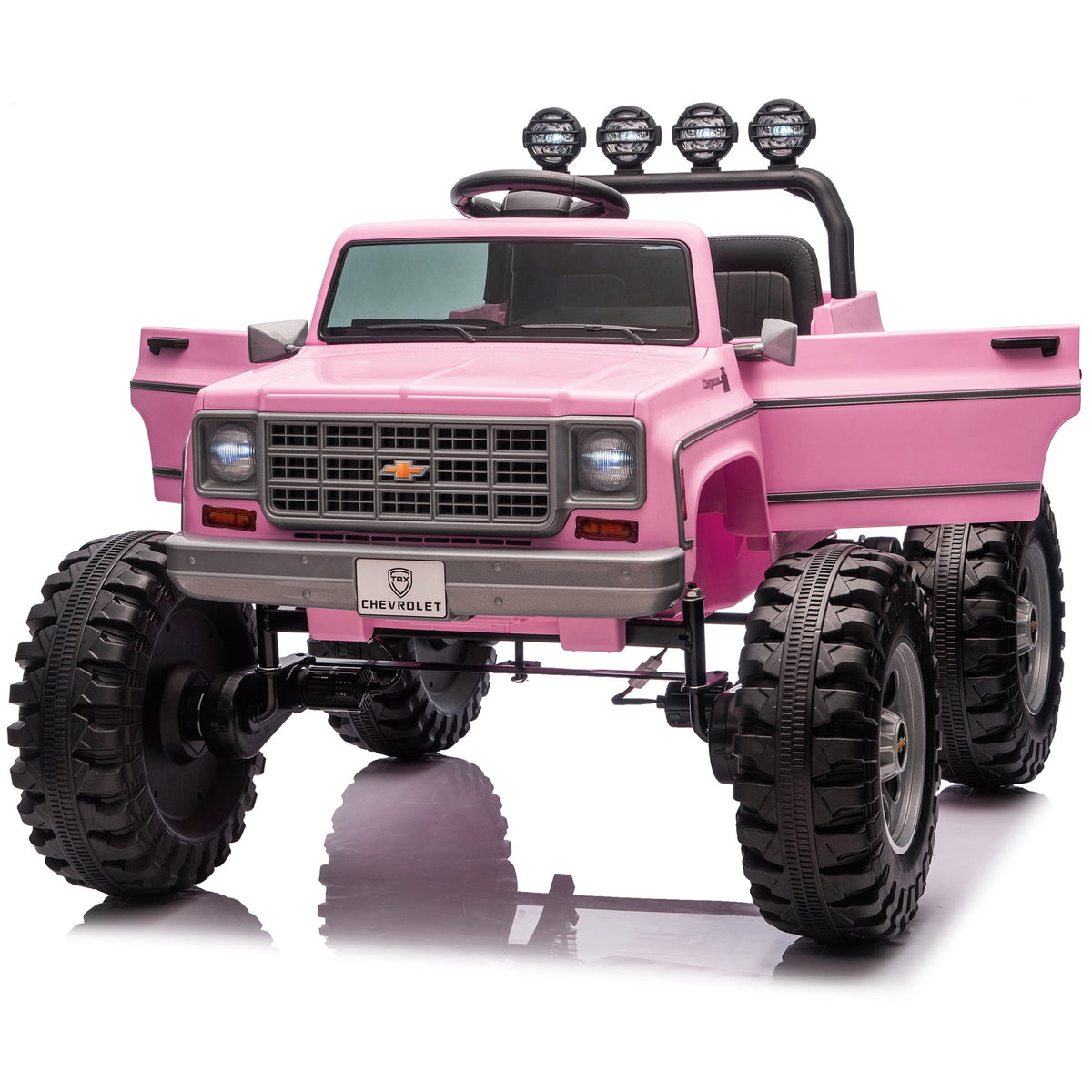 Sunnyfree 4WD Chevrolet Cheyenne 24 Volt Ride on Toys, 2 Seater Power Truck Wheels with Remote, Bluetooth, USB, LED Lights, Blue