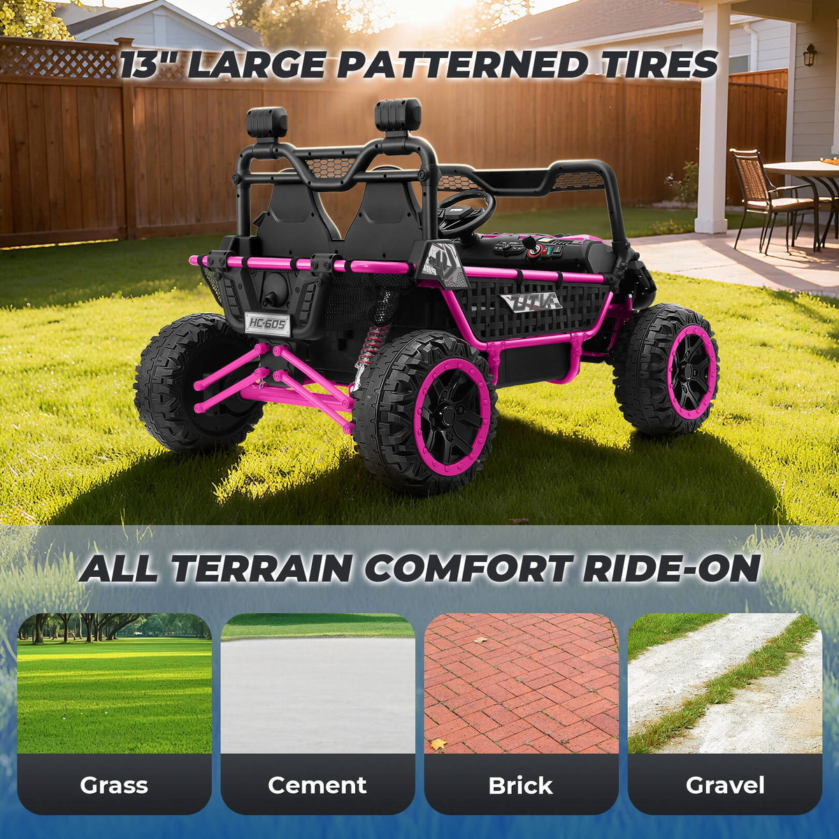 Farmdex 24V Ride on Car Truck, 2 Seater Electric UTV w/Remote Control, 21.5" Spacious Seat Ride on Toy for Kids Aged 3-10, Music, Storage, LED Light, Blue