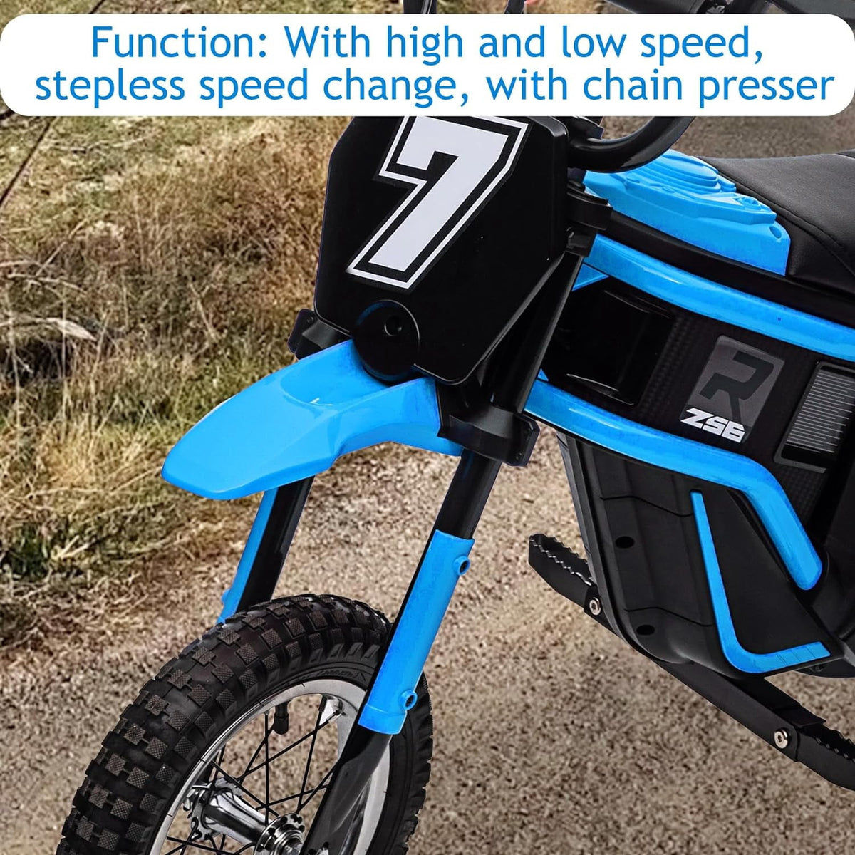 24V Electric Dirt Bike, 3-Speed Off-Road Motorcycle up to 14.29 MPH, Dual Suspension, Hydraulic Front Fork, Steel Frame, 135 lbs Capacity