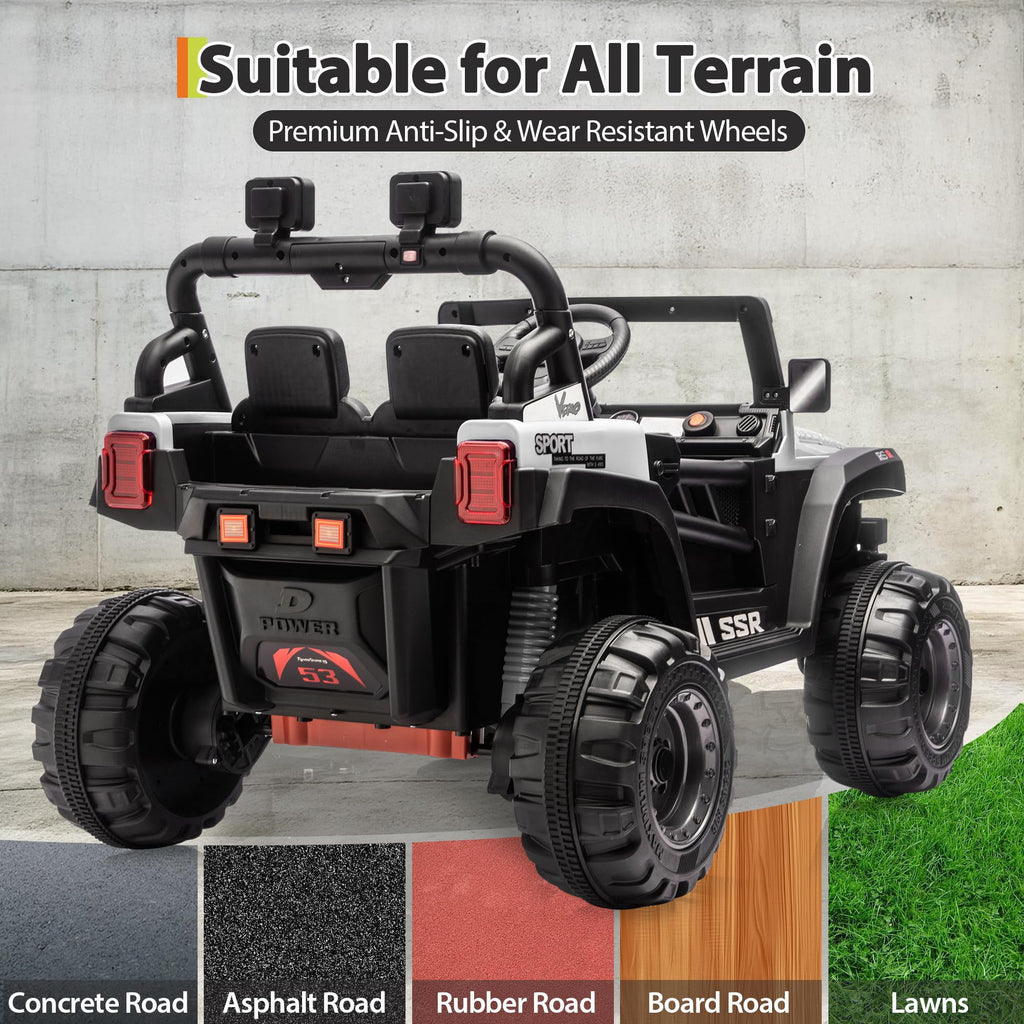 12V Kids Electric Ride-On Car – Parent Remote Control, 3 Speeds up to 4.1MPH, Spring Suspension, Seat Harness, Locking Doors, LED Headlights, wireless Music, Battery Powered Truck Toy