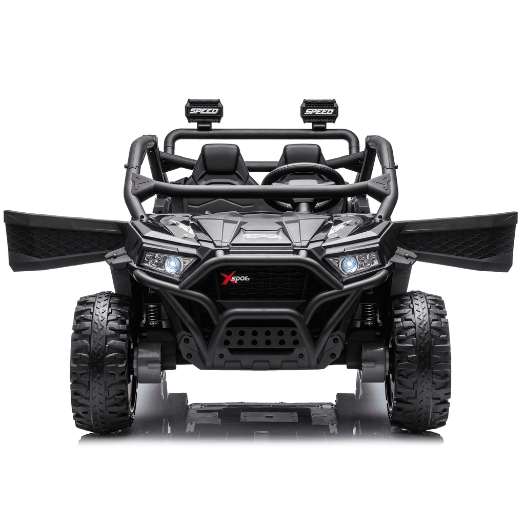 Zukpow 24V Ride Ons for Kids, 2 Seater Electric Car with Remote Control, 4x200W Motors, Power Car Wheels Ride on Toys UTV with Bluetooth Music, USB, Slow Start, LED Lights, Rear Storage Box, Black