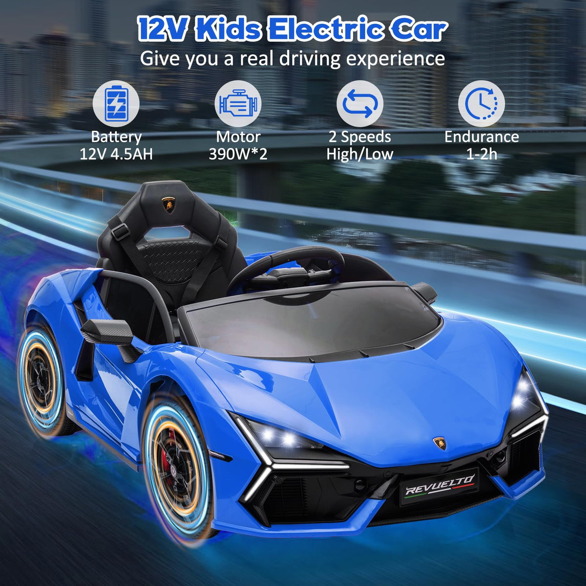 Towallmark 12V Ride On Car for Kids, Licensed Lamborghini Revuelto Electric Vehicle, Battery Powered Sports Car Toy for Boys & Girls,Kids Christmas Gifts