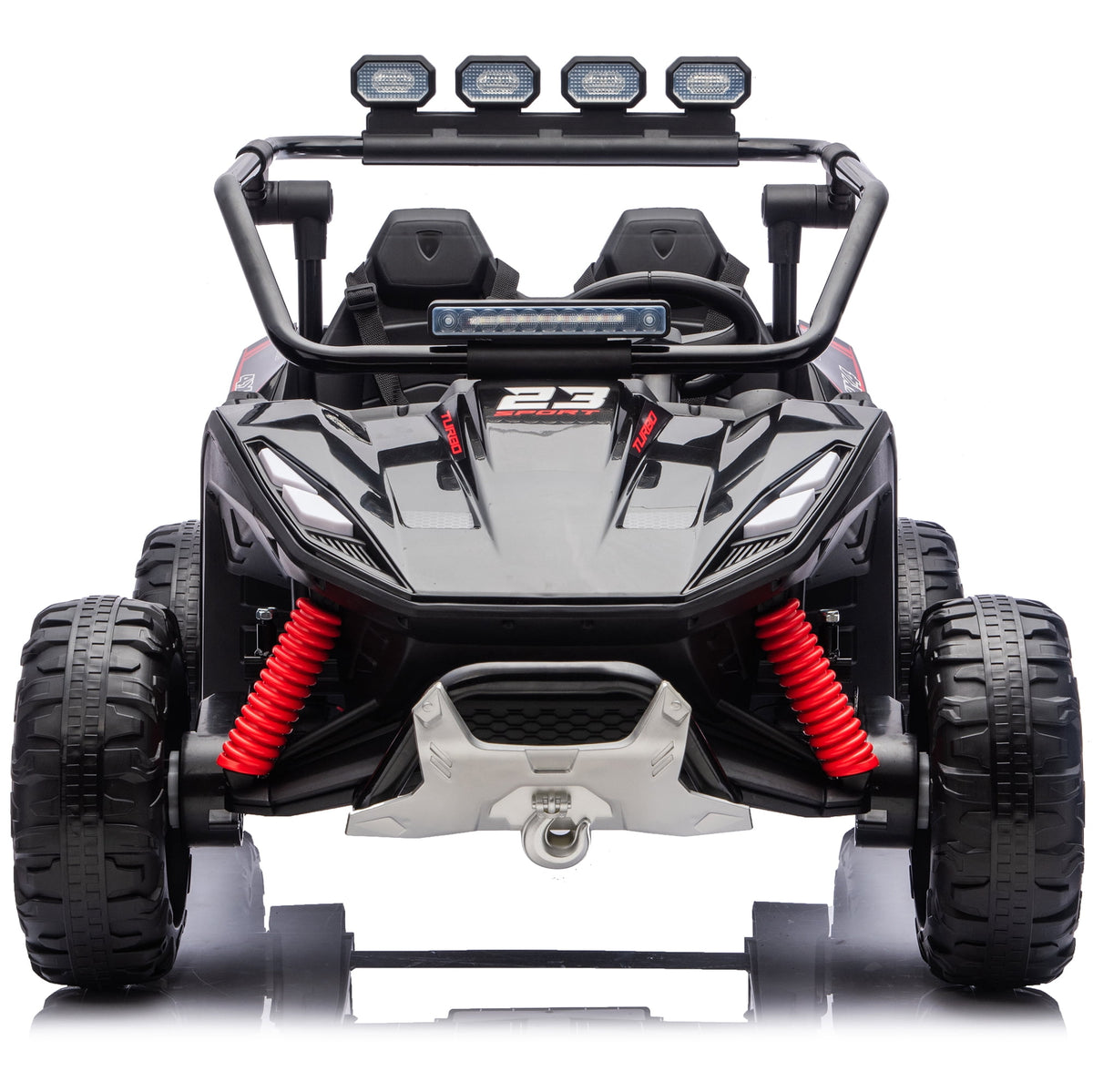 Sunnyfree 24V Ride on Toys 2 Seater UTV for Kids, 4WD 800W Electric Car with Parent Remote Control, LED Lights, Bluetooth Music, Roll Cage, Black