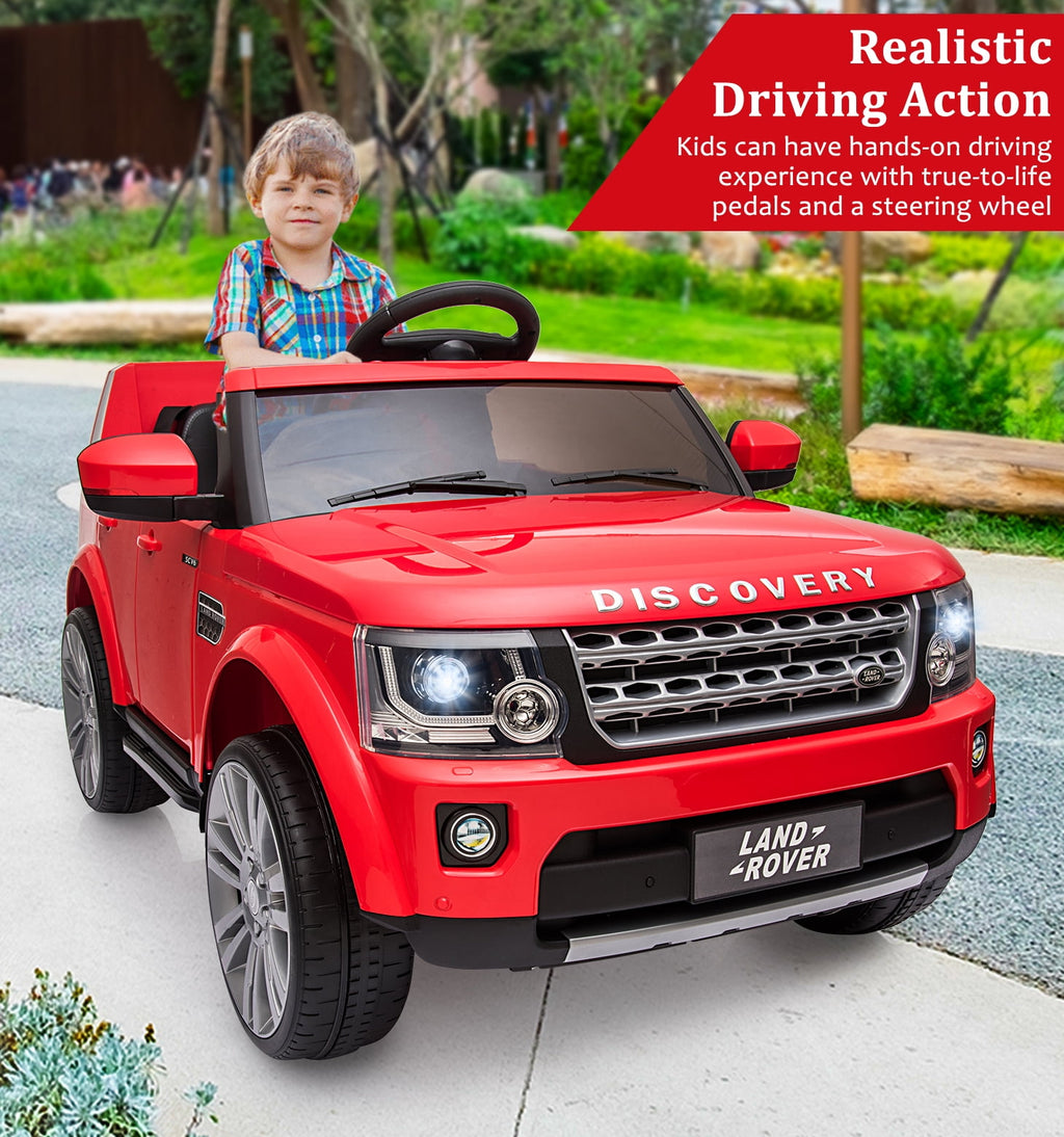 Licensed Land Rover 2-Seater 12V/24V Electric Ride-On Car for Kids Ages 3-8 - Remote Control, MP3, LED Lights, Adjustable Speeds, Shock Absorbers, Safety Seat Belts - Green