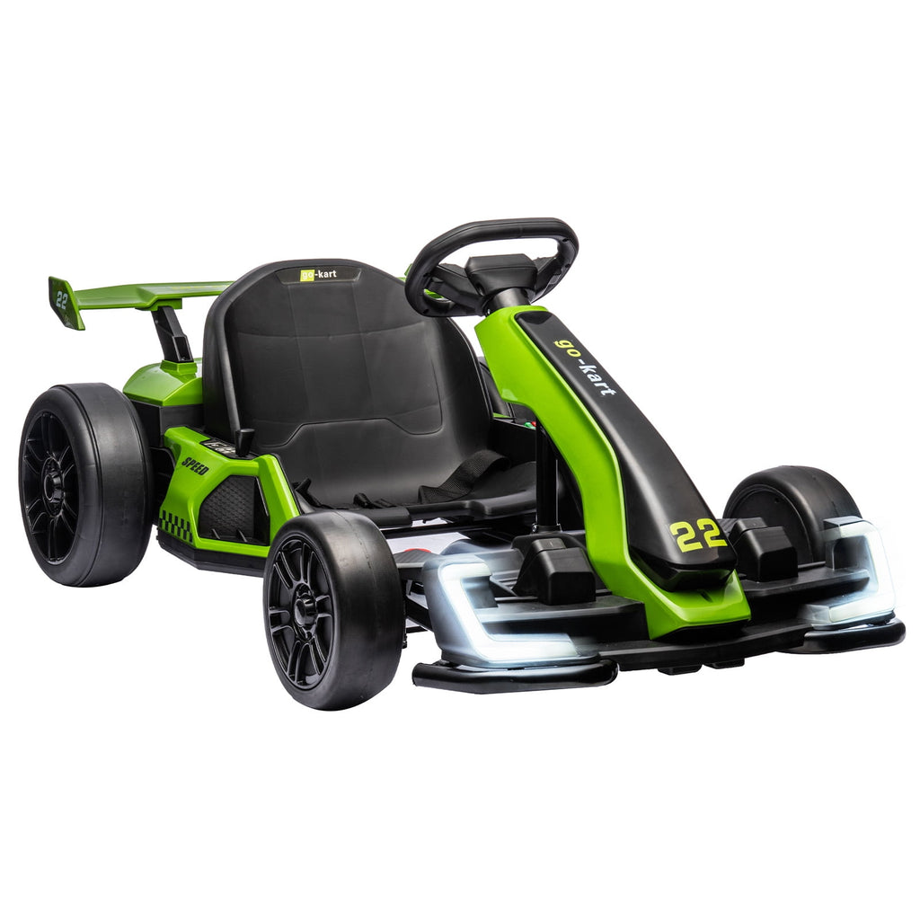 24V Kids Electric Go Kart, 300W Drift Ride-On Car with Dual 150W Motors - Adjustable Seat, 4 Speed Modes, 8.5mph Max, LED Lights, Music & Horn, Safety Belt, Outdoor Racing Toy - Red