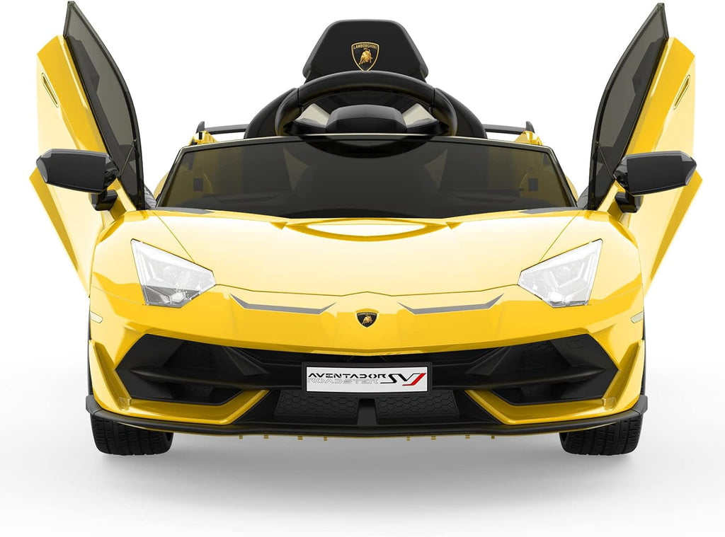 12V Licensed Sports Car Ride On Vehicle with Remote Control, Electric Ride On Car with Bluetooth, Hydraulic Swing Doors, LED Lights, Dual 25W Motors, USB/AUX/TF Audio