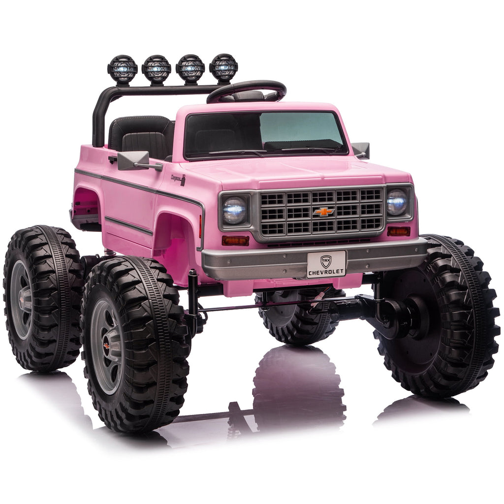 Sunnyfree 4WD Chevrolet Cheyenne 24 Volt Ride on Toys, 2 Seater Power Truck Wheels with Remote, Bluetooth, USB, LED Lights, Blue