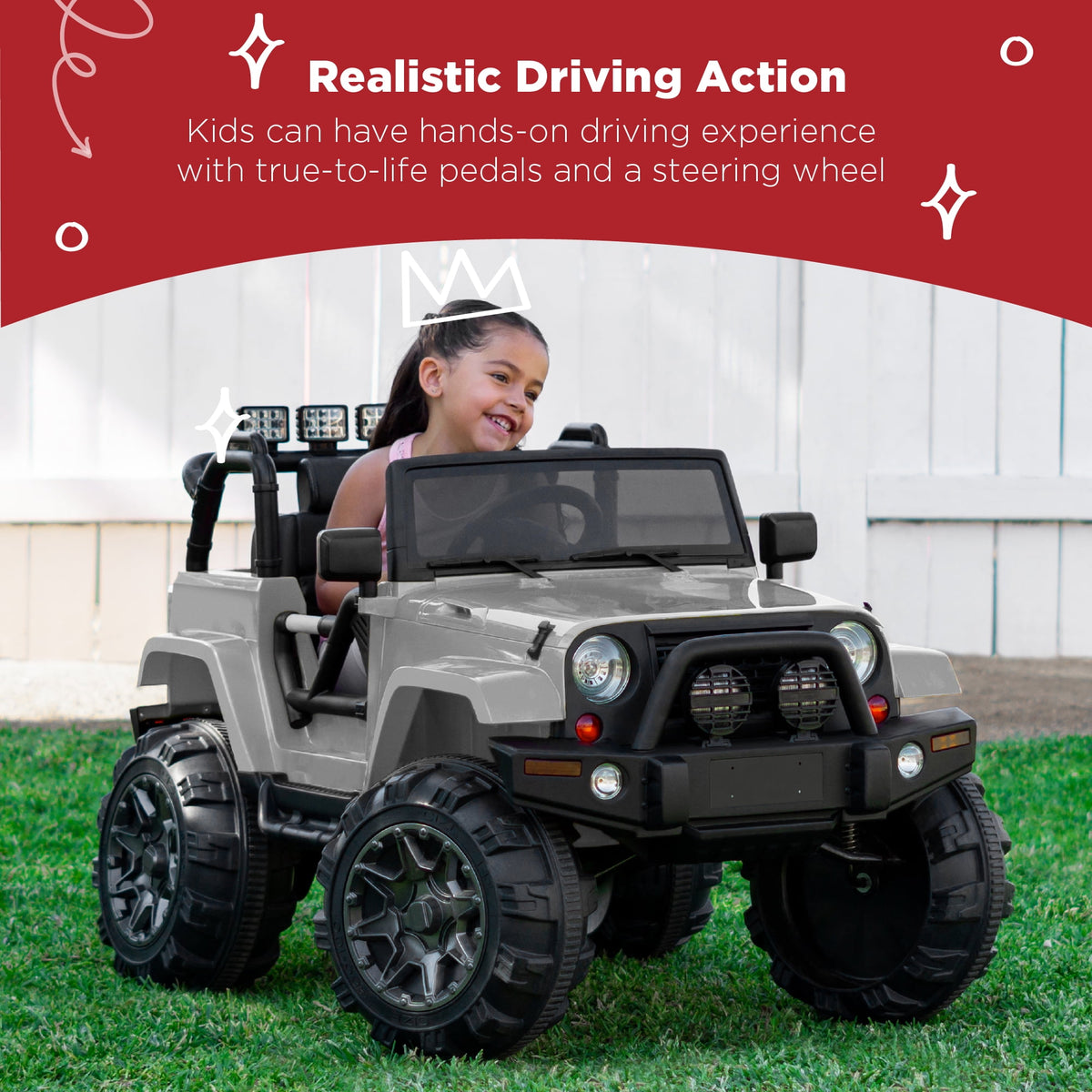 Best Choice Products Kids 24V 2-Seater Electric Ride-On Car Truck w/ Parent Control, Bluetooth, LED Lights - Red