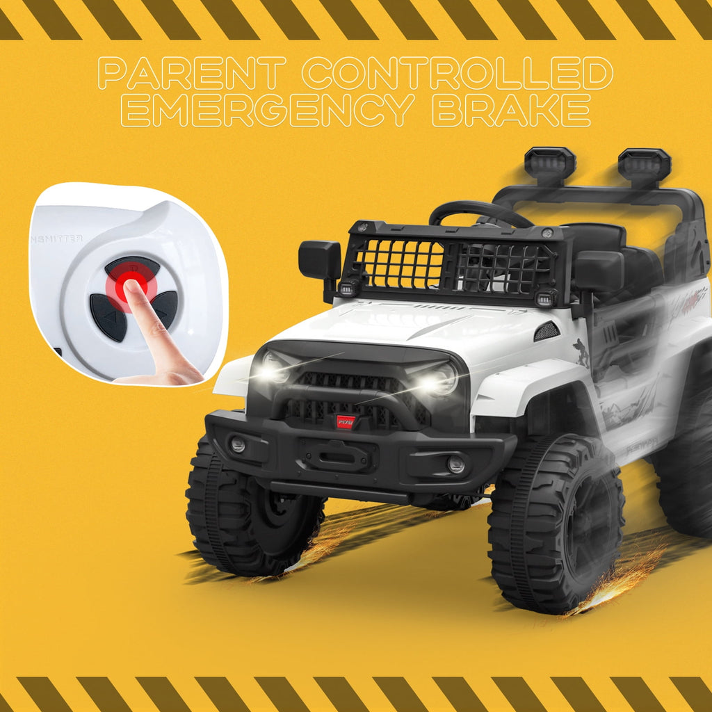 12V Kids Electric Ride-On Truck – Parental Remote Control, Seasonal Suspension, LED Lights, Wireless Connection, 2 Speeds, Standard Test Method Certified, Off-Road Toy Car