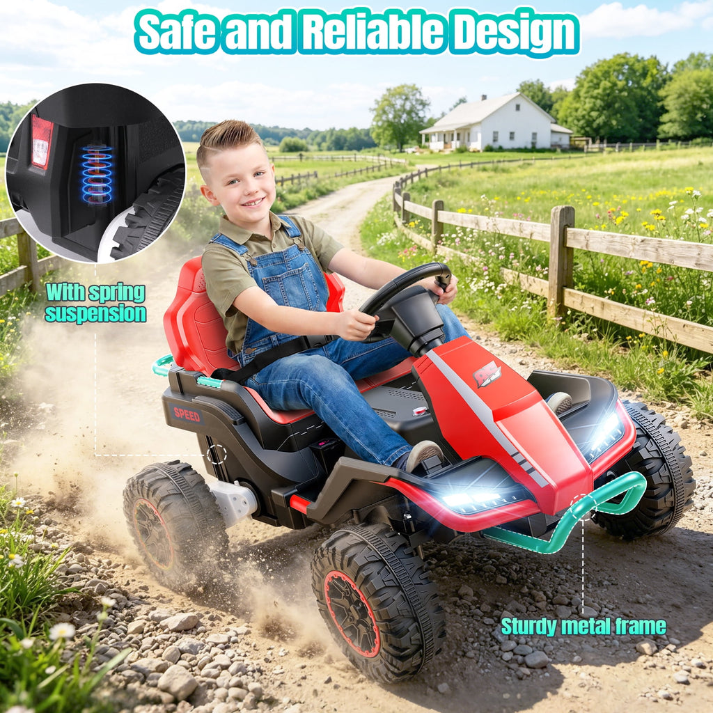VIBESPARK 24V Ride on Toys with Remote Control, 3 in 1 Ride on Car, Ride on ATV for Kids with Trailer, 6 Wheel Kids Electric Car w/ Bluetooth, MP3, Music, Black