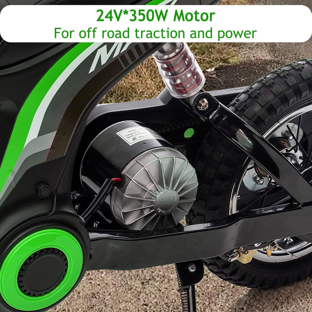 24V Electric Dirt Bike, 3-Speed Off-Road Motorcycle up to 14.29 MPH, Dual Suspension, Hydraulic Front Fork, Steel Frame, 135 lbs Capacity