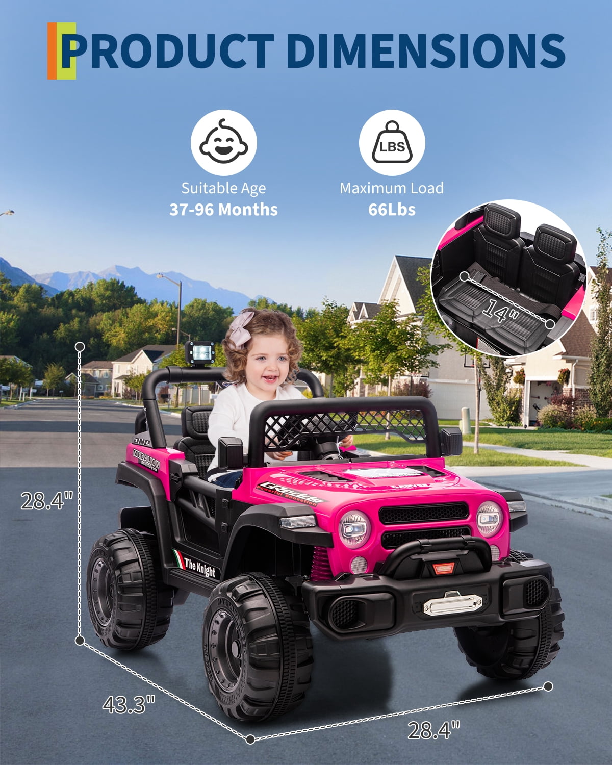 12V Kids Ride-On Truck – Dual 550W Motors, Remote Control, 3-Speed up to 6MPH, Spring Suspension, LED Lights, Music, Safety Belt, Storage – Electric Toy Car for Kids Ages 2-8 – Black