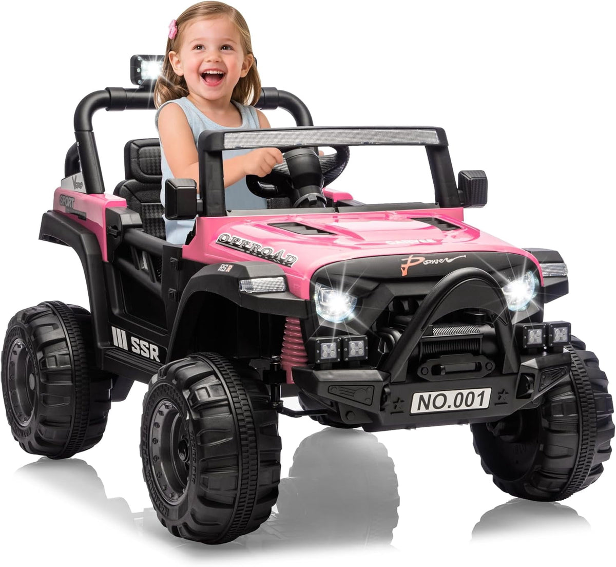 12V Electric Ride-On Truck, 4-Wheel Ride-On Car with Parent Remote Control, Dual 35W Motors, Spring Suspension, 3 Speeds, Bluetooth, LED Lights