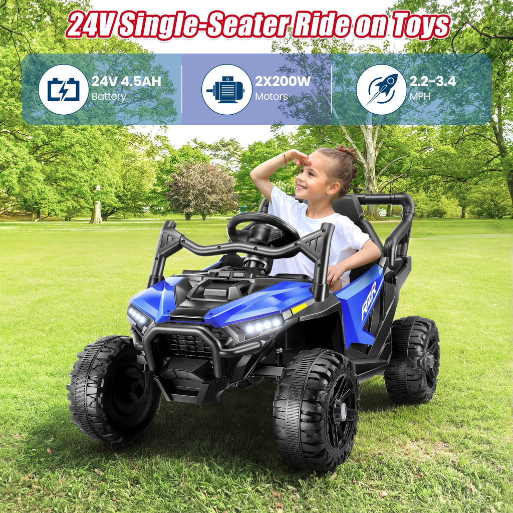 VIBESPARK 24V Ride on Toys for Kids, Ride on Cars with Remote Control, Powered Ride on Electric Car w/ Bluetooth, Music Player, LED Lights, Black