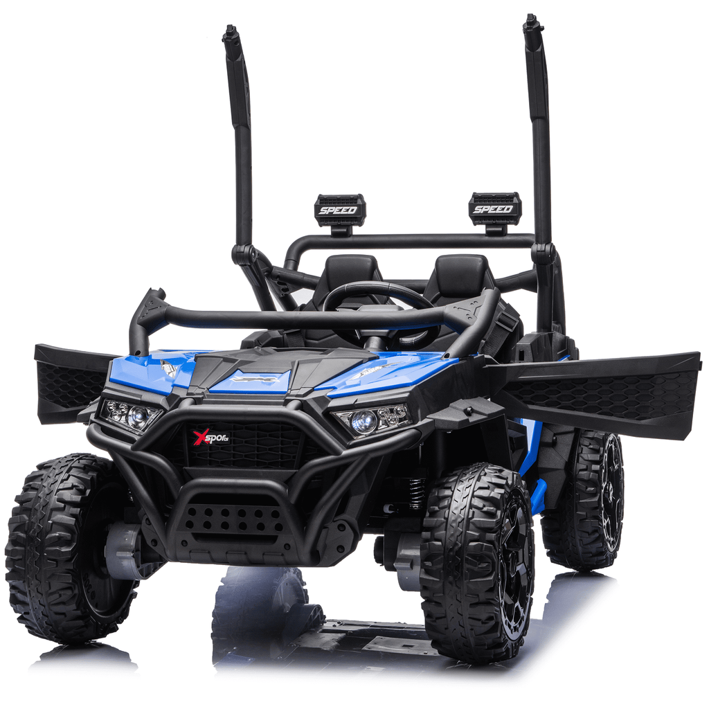 Zukpow 24V Ride Ons for Kids, 2 Seater Electric Car with Remote Control, 4x200W Motors, Power Car Wheels Ride on Toys UTV with Bluetooth Music, USB, Slow Start, LED Lights, Rear Storage Box, Black
