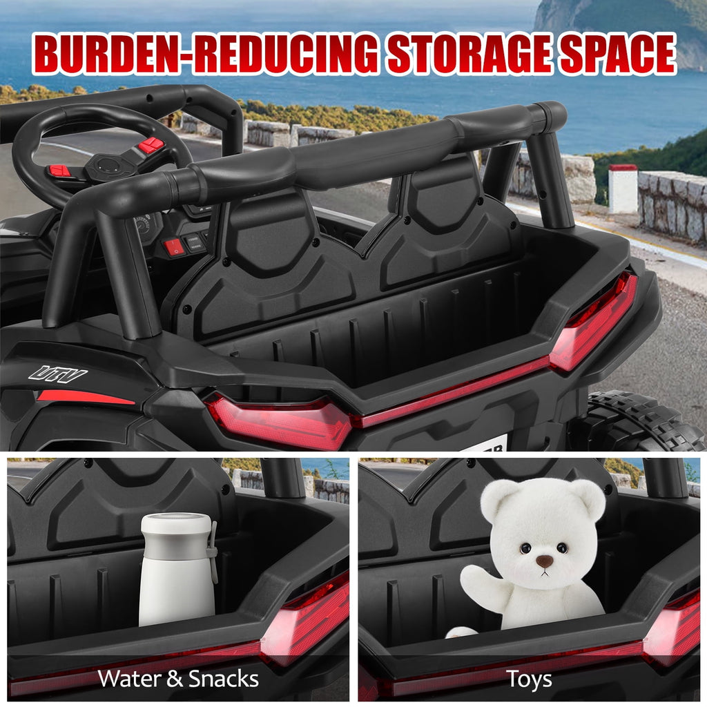 VIBESPARK 24 Volt Ride on Toys, 400W Electric Car for Kids, 2-Seater Ride on Cars w/ Battery Display, Spring Suspension, Bluetooth, LED Lights, Storage Box, Light Switch, Pink