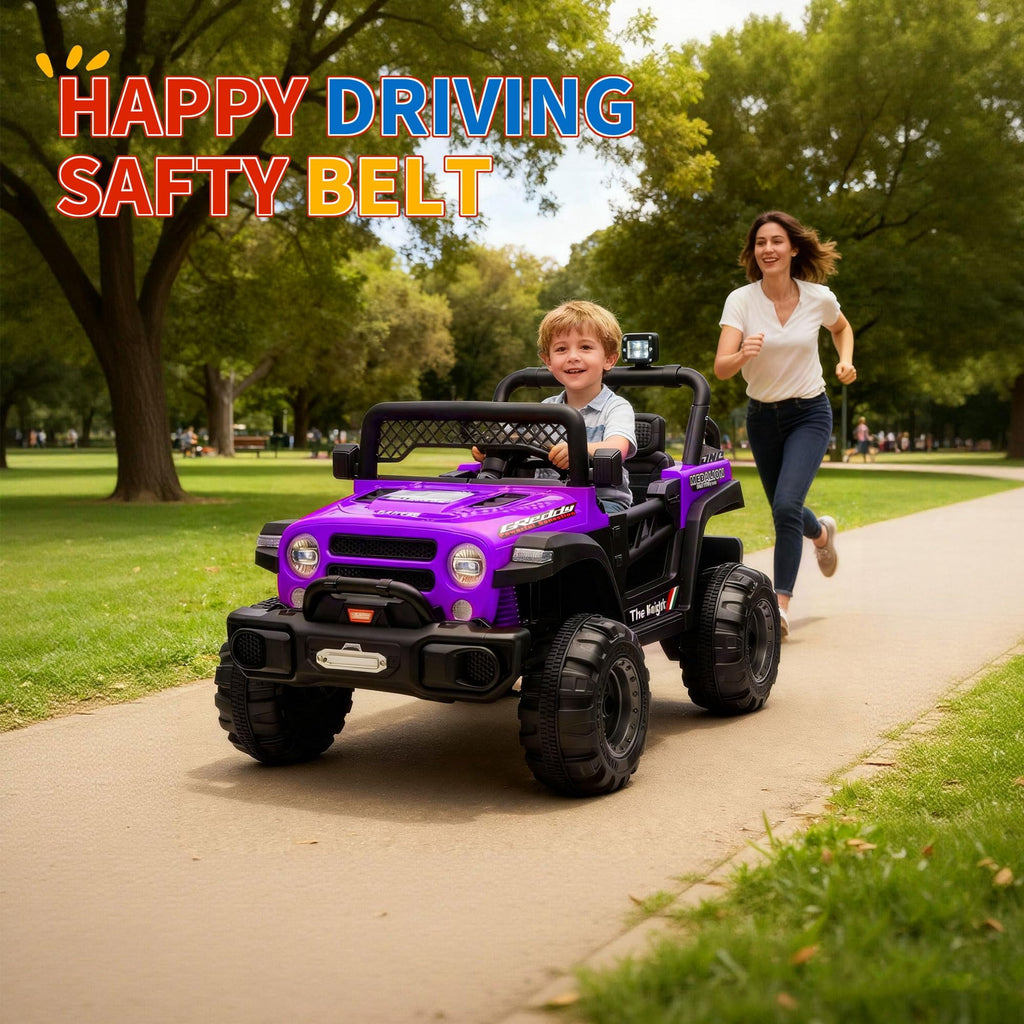 12V Kids Ride-On Truck – Dual 550W Motors, Remote Control, 3-Speed up to 6MPH, Spring Suspension, LED Lights, Music, Safety Belt, Storage – Electric Toy Car for Kids Ages 2-8 – Rose Red