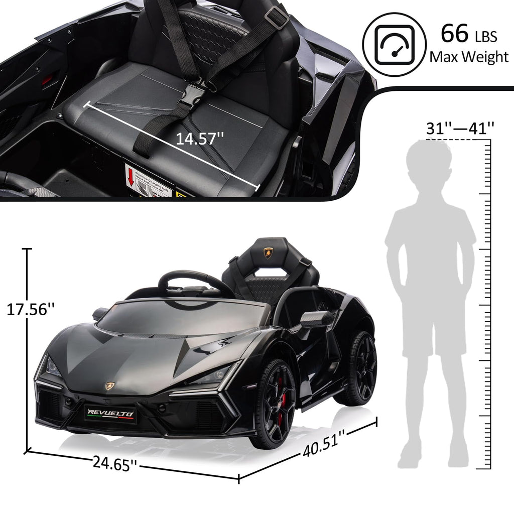 Towallmark 12V Ride On Car for Kids, Licensed Lamborghini Revuelto Electric Vehicle, Battery Powered Sports Car Toy for Boys & Girls,Kids Christmas Gifts