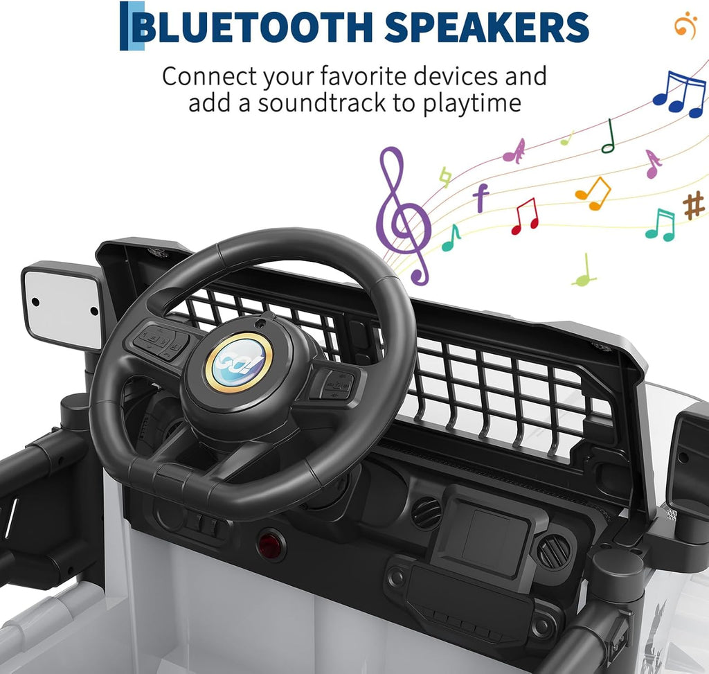 12V Electric Ride On Car with Remote Control, Off Road Ride On Vehicle with Bluetooth, LED Lights, Spring Suspension, Adjustable Seat Belt, All Terrain Tires, 61 lbs Capacity