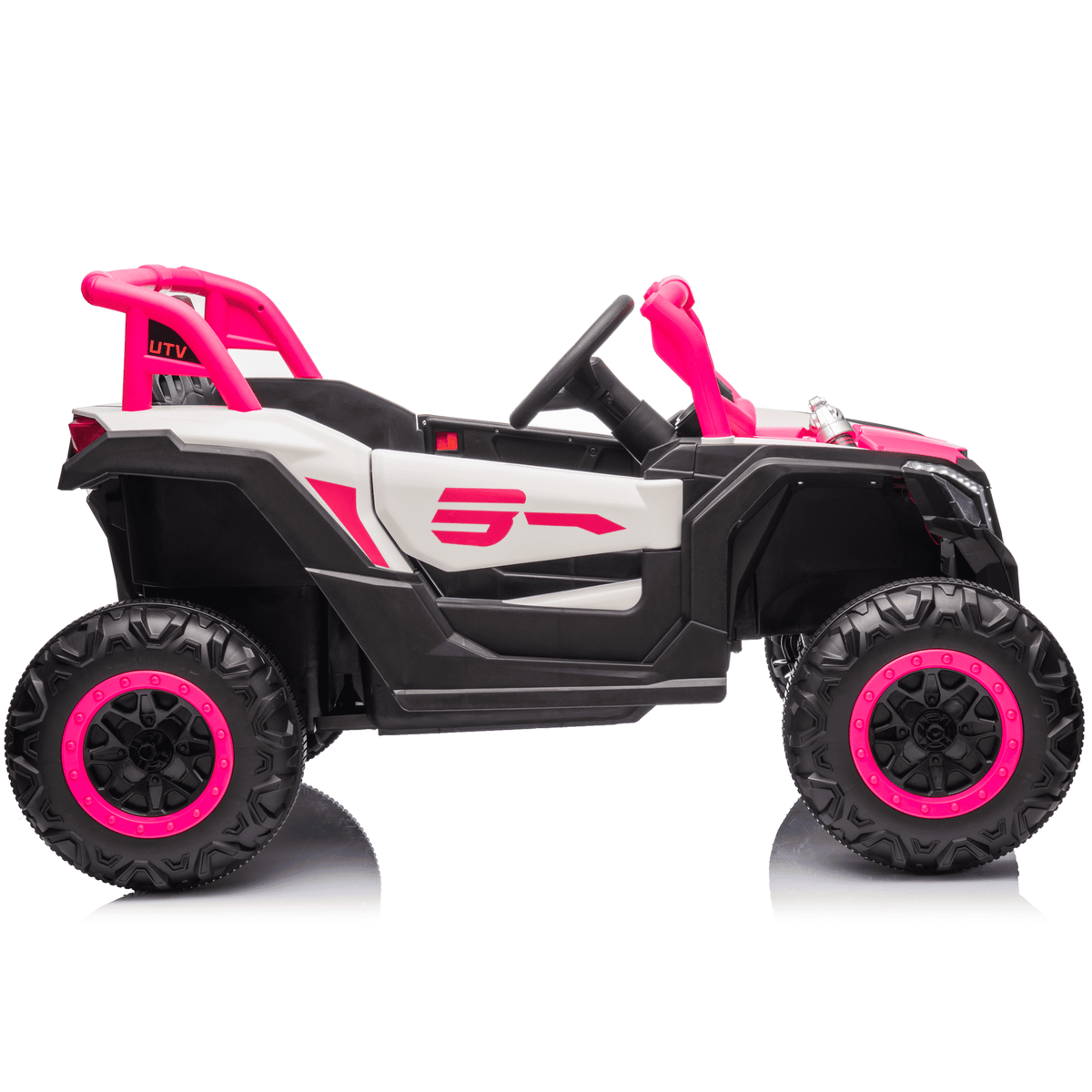 Sunnyfree 24 Volt Ride on Toys, 4WD Electric Car for Kids, Power Car Wheels with Remote Control, Bluetooth, Spring Suspension, LED Light, Pink