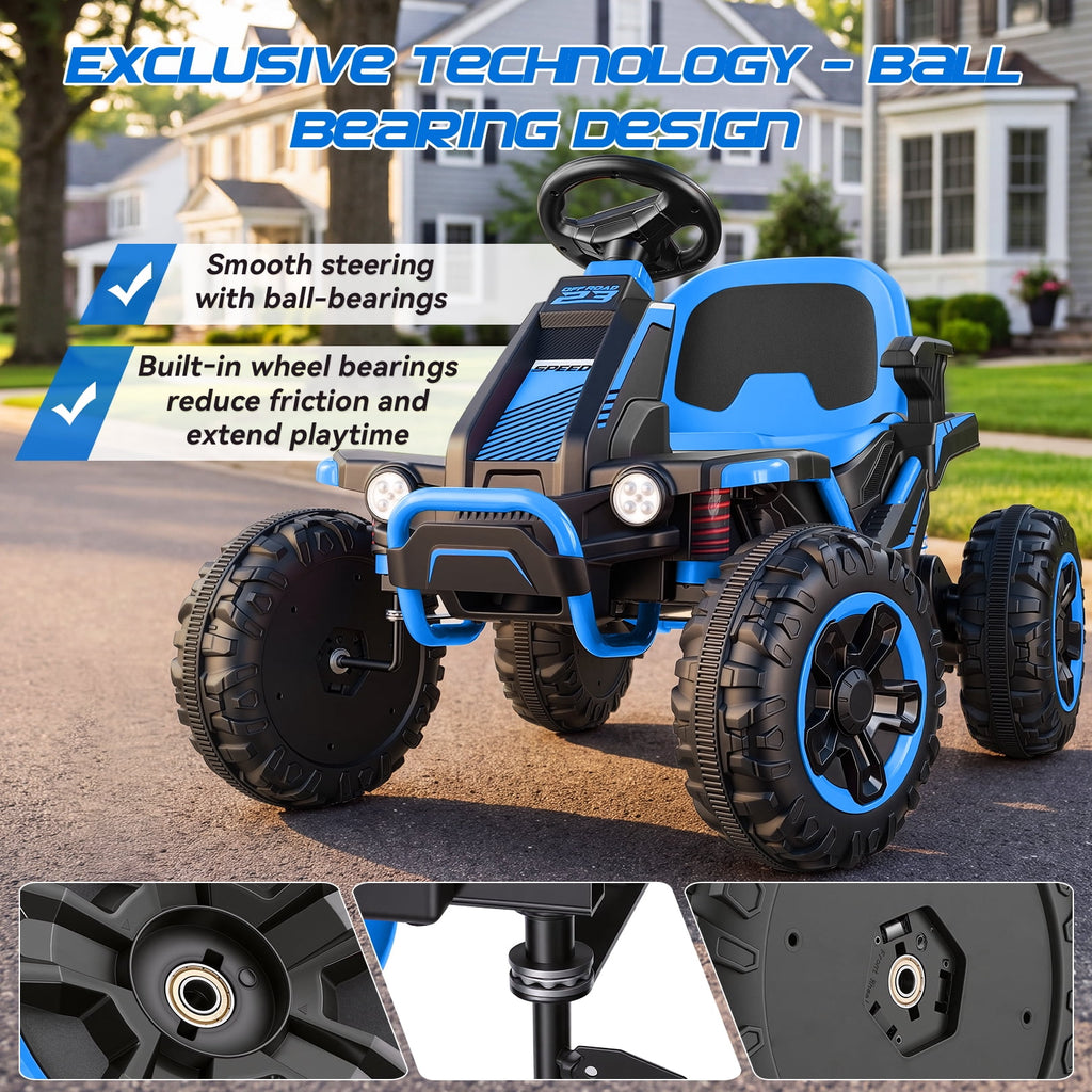 VIBESPARK 36V Ride on Toys for Big Kids Ages 6-12, 600W Ride on Cars up to 5.9 mph, Powerful 4 Wheeler Quad, Ride on ATV W/ Adjustable Seat, Ball-bearing Design, Power Display, Light Control, Blue
