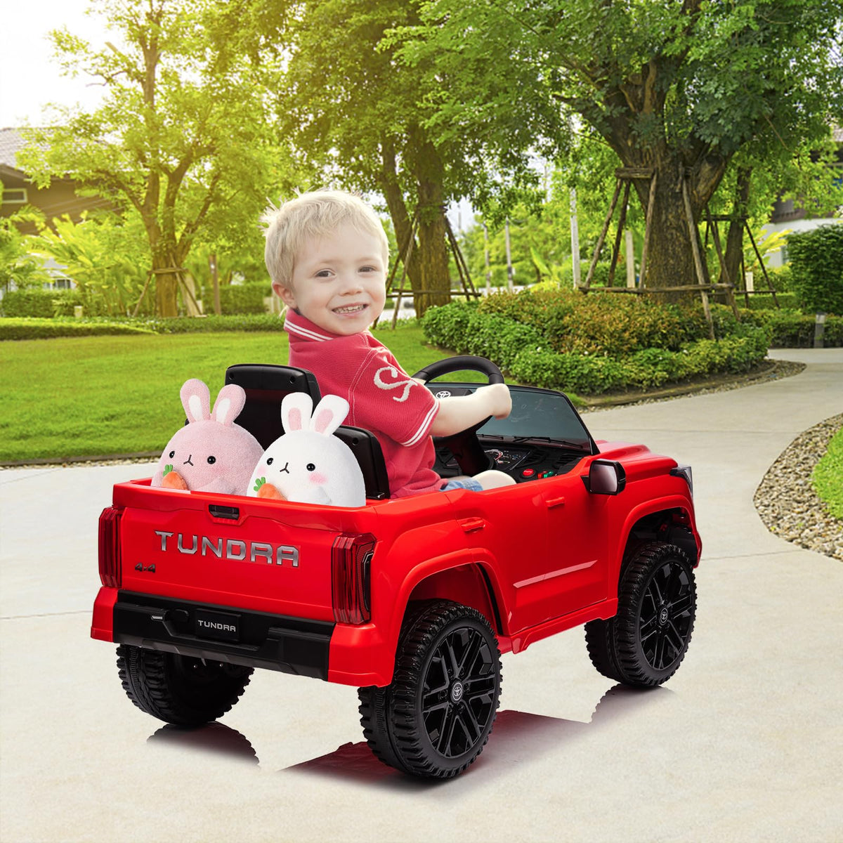 TROPOW Kids Cars Electric Ride On,12V Ride on Car for Kids,Licensed Toyota Ride on Truck,Battery Powered Electric Car with Remote Control,MP3,LED Lights,Suspension System,Double Doors,Pink