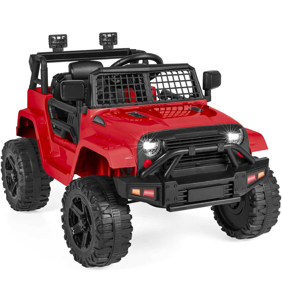 Best Choice Products 12V Kids Ride On Truck Car w/ Parent Remote Control, Spring Suspension, LED Lights - Hot Pink