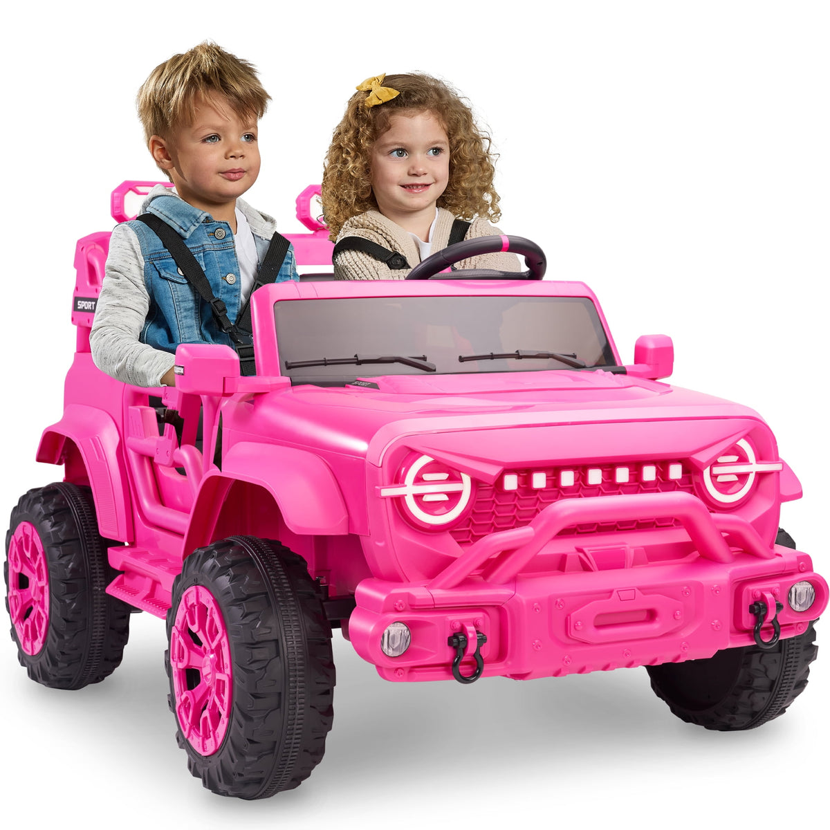 Best Choice Products Kids 24V 2-Seater Electric Ride-On Car Truck w/ Parent Control, Bluetooth, LED Lights - Red