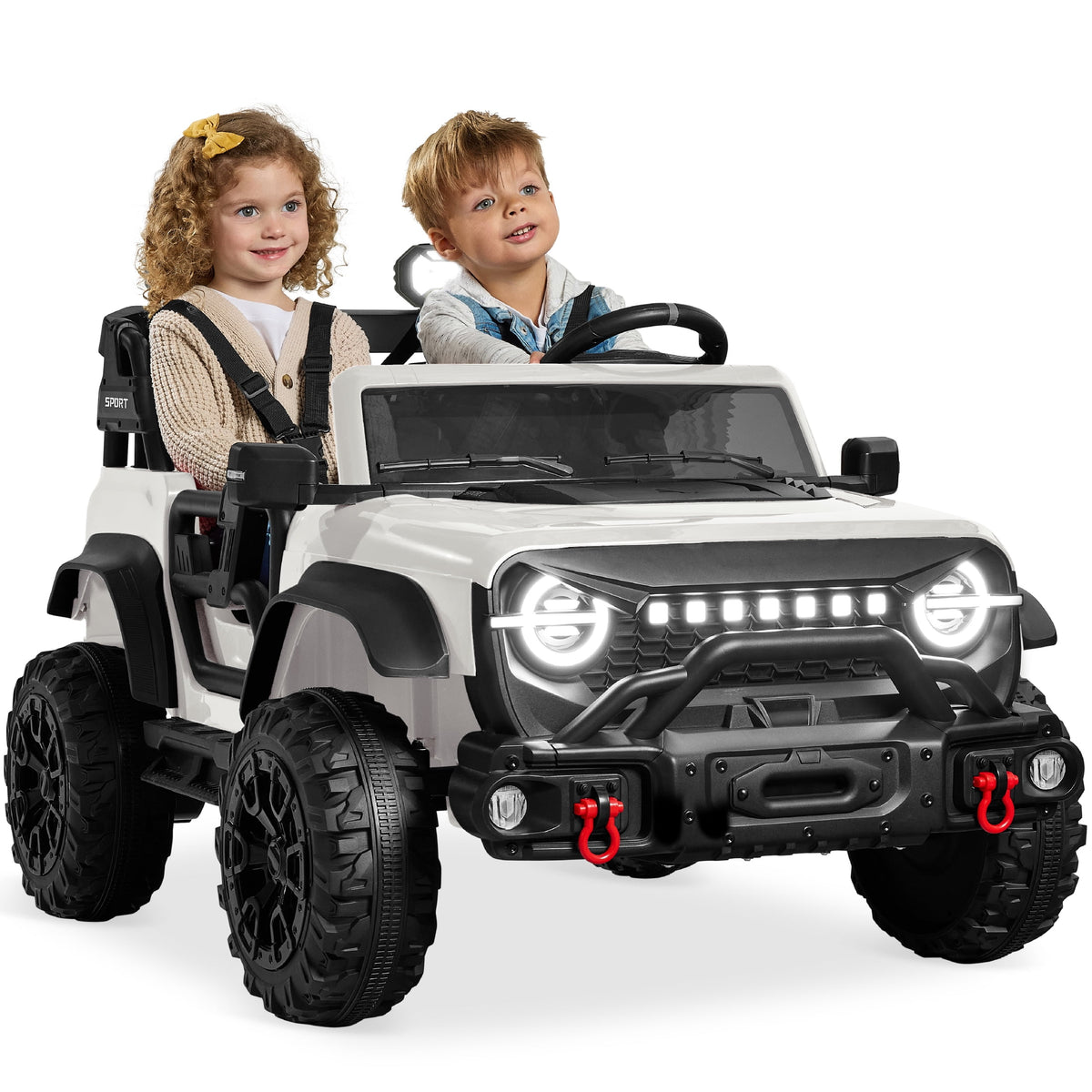 Best Choice Products Kids 24V 2-Seater Electric Ride-On Car Truck w/ Parent Control, Bluetooth, LED Lights - Red