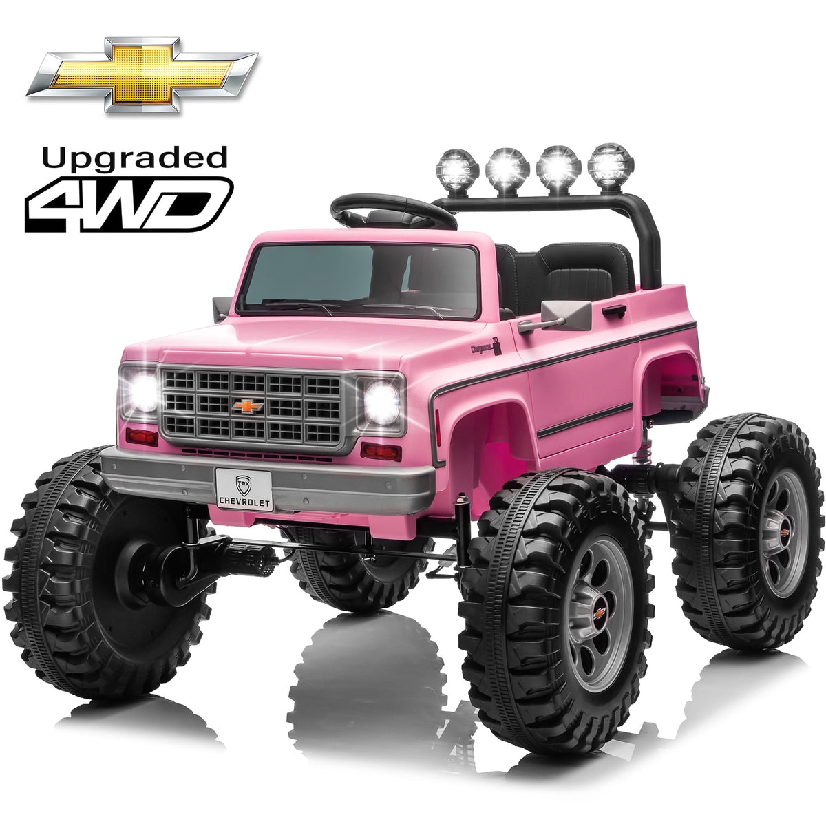 Sunnyfree Upgraded 4WD Chevrolet Cheyenne 24 Volt Ride on Toys, Electric Car for Kids, Power Truck Wheels with Remote, Bluetooth, USB, LED Lights, Black