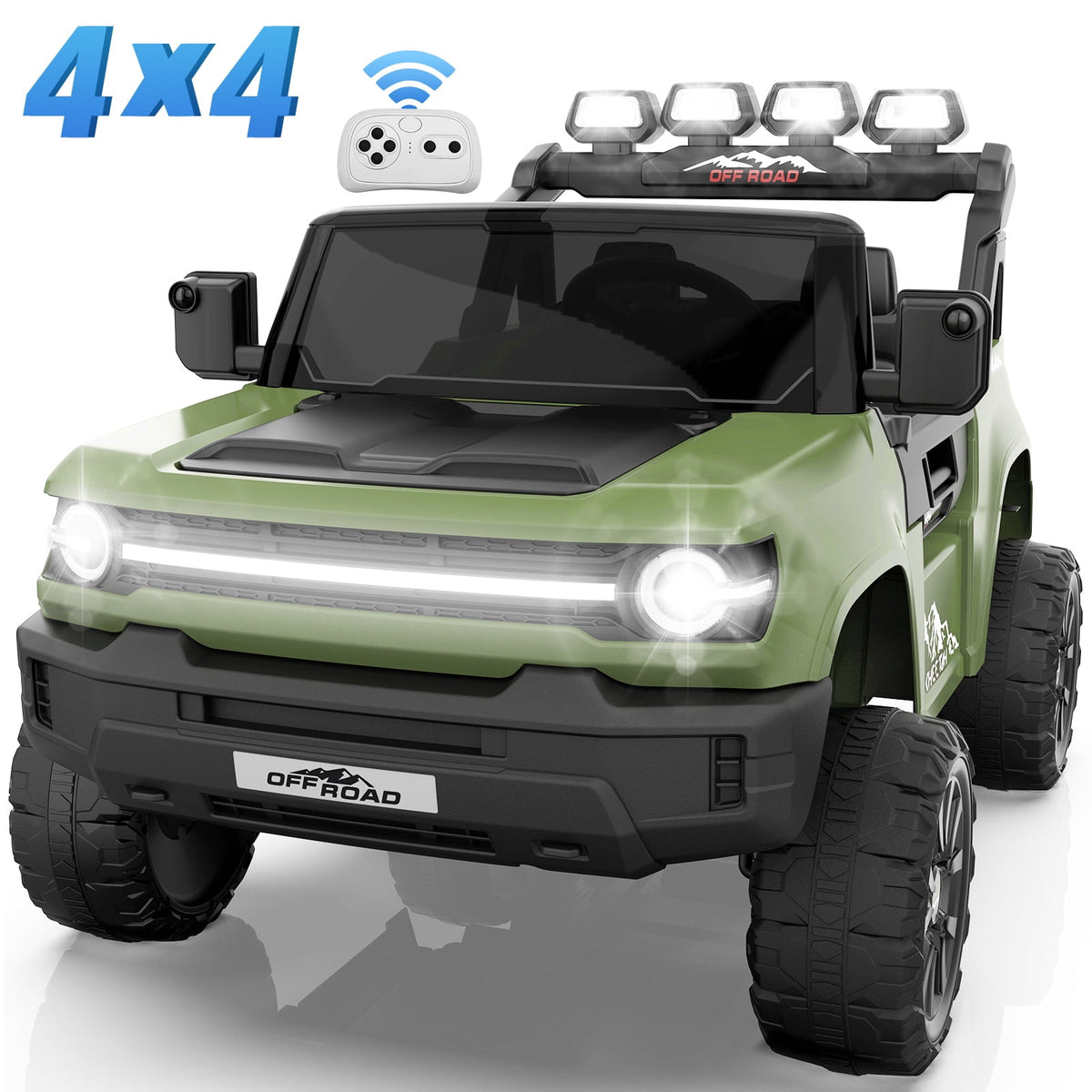 Farmdex 24V Ride on Toys with Remote Control, 2 XL Seater Electric Truck Car for Kids w/ 22'' Large Seat, 4WD/2WD Switchable, Powered Ride on Cars w/ Bluetooth, LED Lights, 3 Speeds, 4 x 200W, Pink