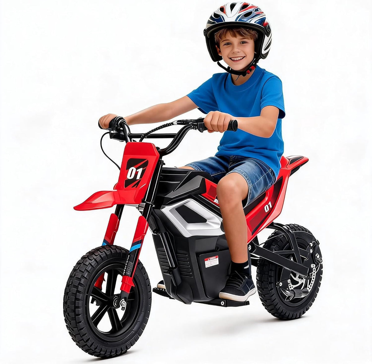 Fectiontool 24V Electric Ride-On Motorcycle, 350W Motor, 24V 7Ah Rechargeable Battery, Battery Powered Ride-On Bike, Energy-Efficient Charger Included,Red