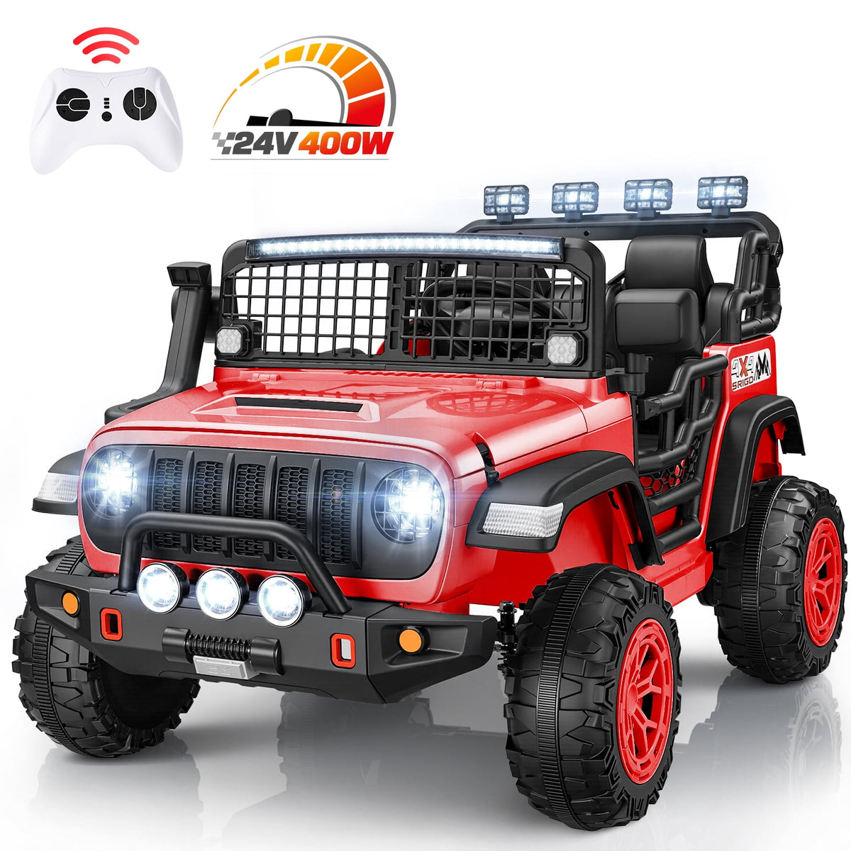 Funcid 24 Volt Ride on Toys, 2-Seater Electric Car, 400W Ride on Cars with Remote Control, Ride on Truck W/ Bluetooth, Music, Power Display, High/Low Speed, Light Control, Suspension, Pink