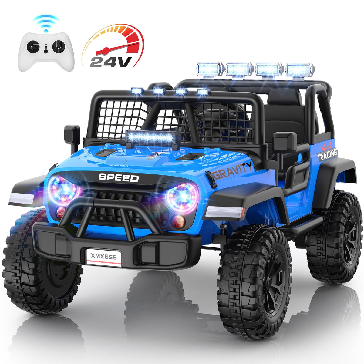 Funcid 24 Volt Ride on Toys with Remote Control, 400W 2-Seater Ride on Cars with Colored LED Lights & Battery Indicator, Electric Car for Kids w/ Bluetooth, Light Control, Volume Knob, Pink