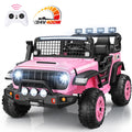 Funcid 24 Volt Ride on Toys, 2-Seater Electric Car, 400W Ride on Cars with Remote Control, Ride on Truck W/ Bluetooth, Music, Power Display, High/Low Speed, Light Control, Suspension, Pink