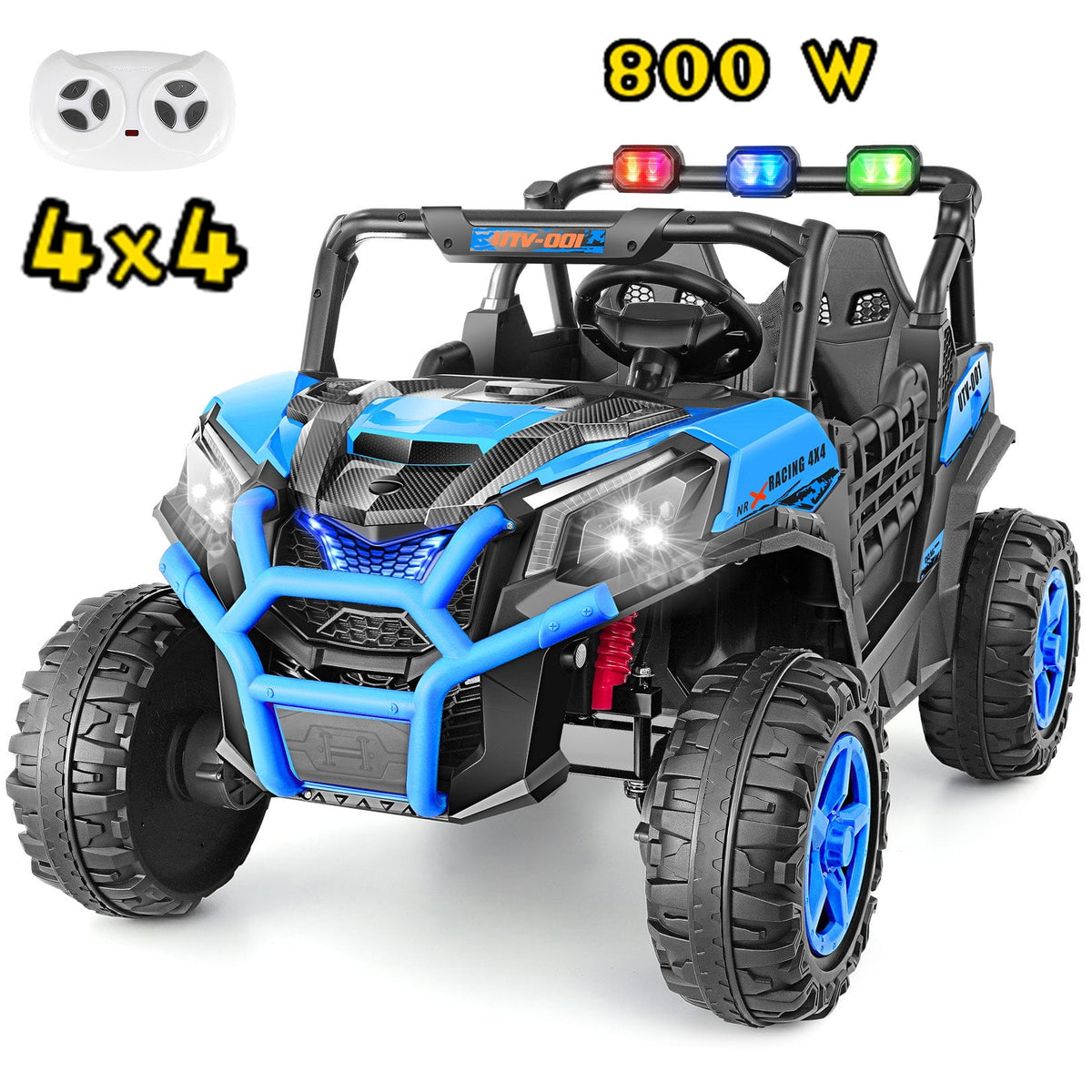 Funcid 24V Ride on Toys 4WD Ride on Cars with Remote Control, 2 XL Seater Electric Car for Kids, Power Car Wheels, UTV w/ 4*200W Motor, Bluetooth, Music, Lights, 3 Speeds, Black