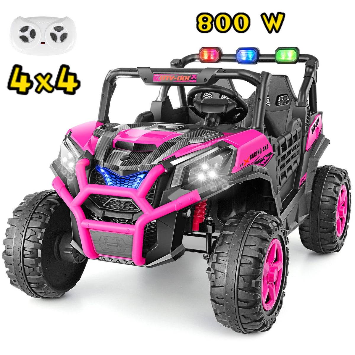 Funcid 24V Ride on Toys 4WD Ride on Cars with Remote Control, 2 XL Seater Electric Car for Kids, Power Car Wheels, UTV w/ 4*200W Motor, Bluetooth, Music, Lights, 3 Speeds, Black