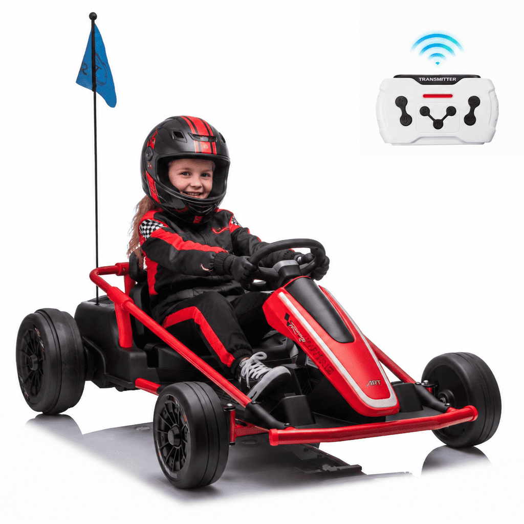 Sunnyfree 24 Volt Ride on Toys for Kids, 14Ah Electric Go Kart with Remote Control, 5–10 MPH, Drift Function, 2×200W Motors, Bluetooth Music, LED Lights, Seat Belt, Pink