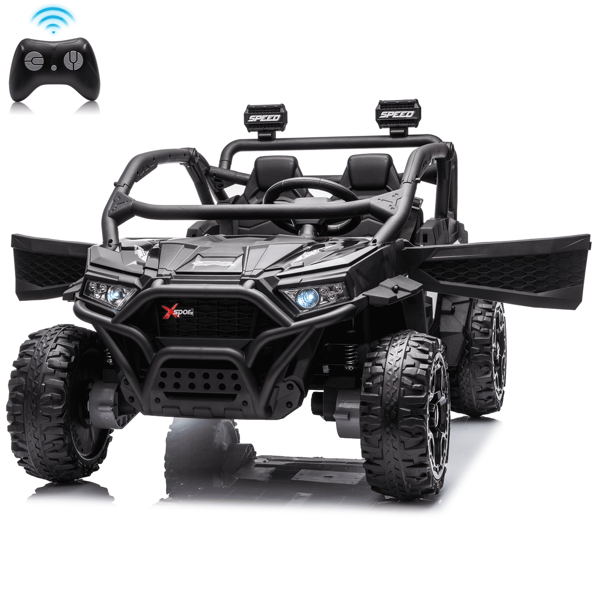 Sunnyfree 24 Volt Ride on Toys for Kids, 4WD 2 Seater Electric UTV Ride on Car with 800W Powerful Motors, Remote Control, Power Car Wheels, Four-Wheel Suspension, Bluetooth Music, LED Lights, Black