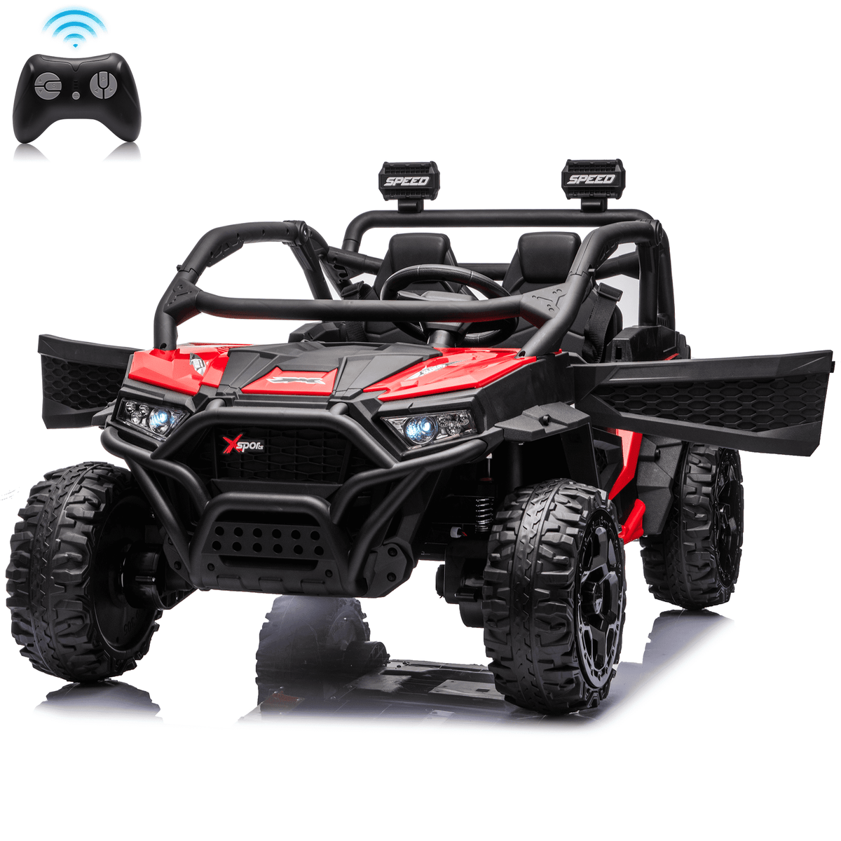 Sunnyfree 24 Volt Ride on Toys for Kids, 4WD 2 Seater Electric UTV Ride on Car with 800W Powerful Motors, Remote Control, Power Car Wheels, Four-Wheel Suspension, Bluetooth Music, LED Lights, Black