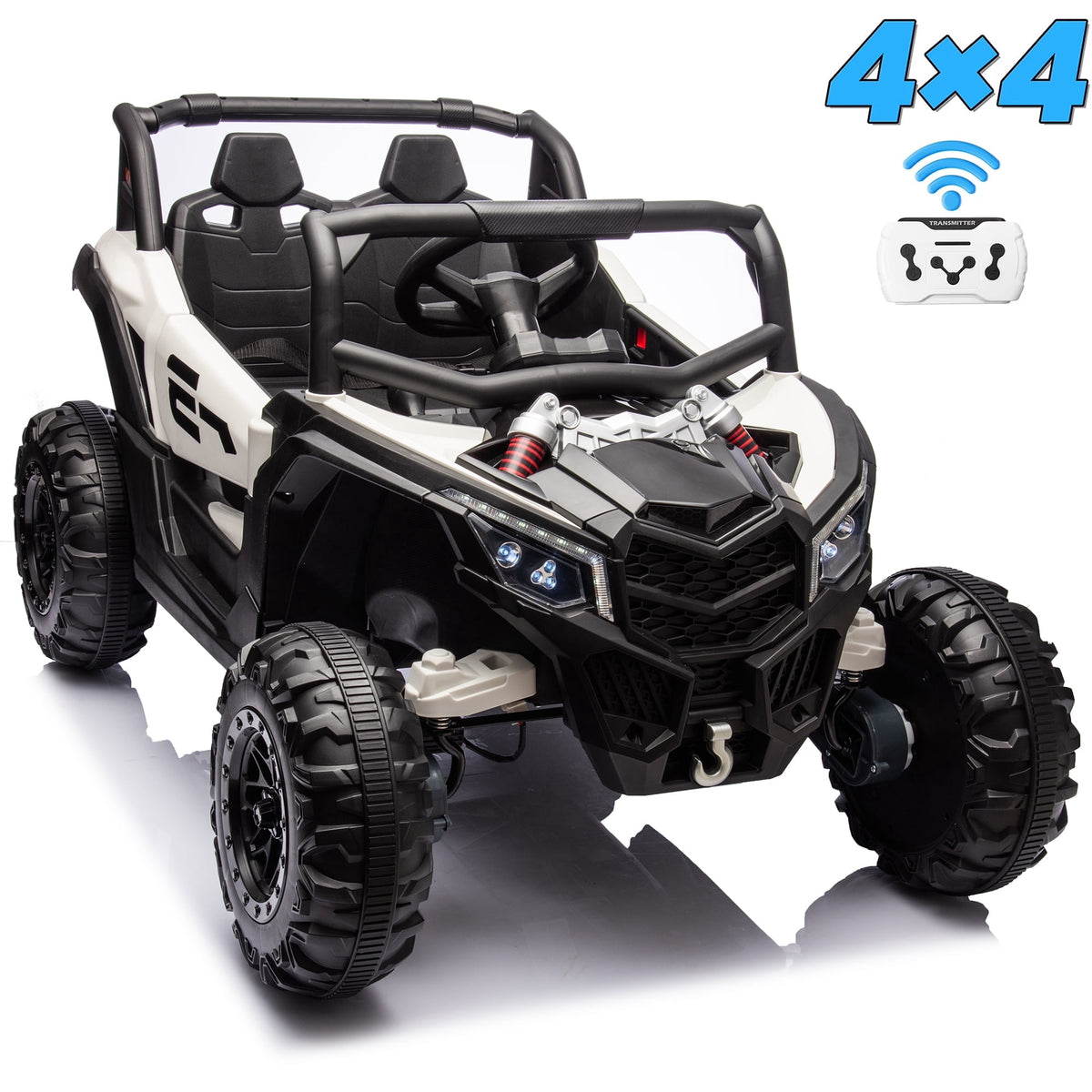 Sunnyfree 24 Volt Ride on Toys, 4WD Electric Car for Kids, Power Car Wheels with Remote Control, Bluetooth, Spring Suspension, LED Light, Pink