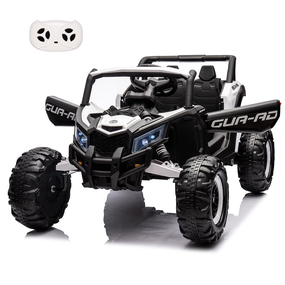 TROPOW 24 Volt Ride On Toys for Boys,Battery Powered Kids Car, Electric Off-Road UTV Car with Remote Control, 200W Motors, Led Lights, Music, Enhanced Suspension, Ride on Toy for Kids,White