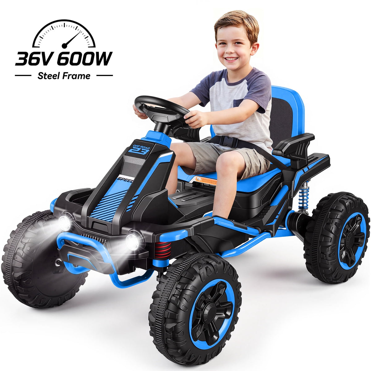 VIBESPARK 36V Ride on Toys for Big Kids Ages 6-12, 600W Ride on Cars up to 5.9 mph, Powerful 4 Wheeler Quad, Ride on ATV W/ Adjustable Seat, Ball-bearing Design, Power Display, Light Control, Green