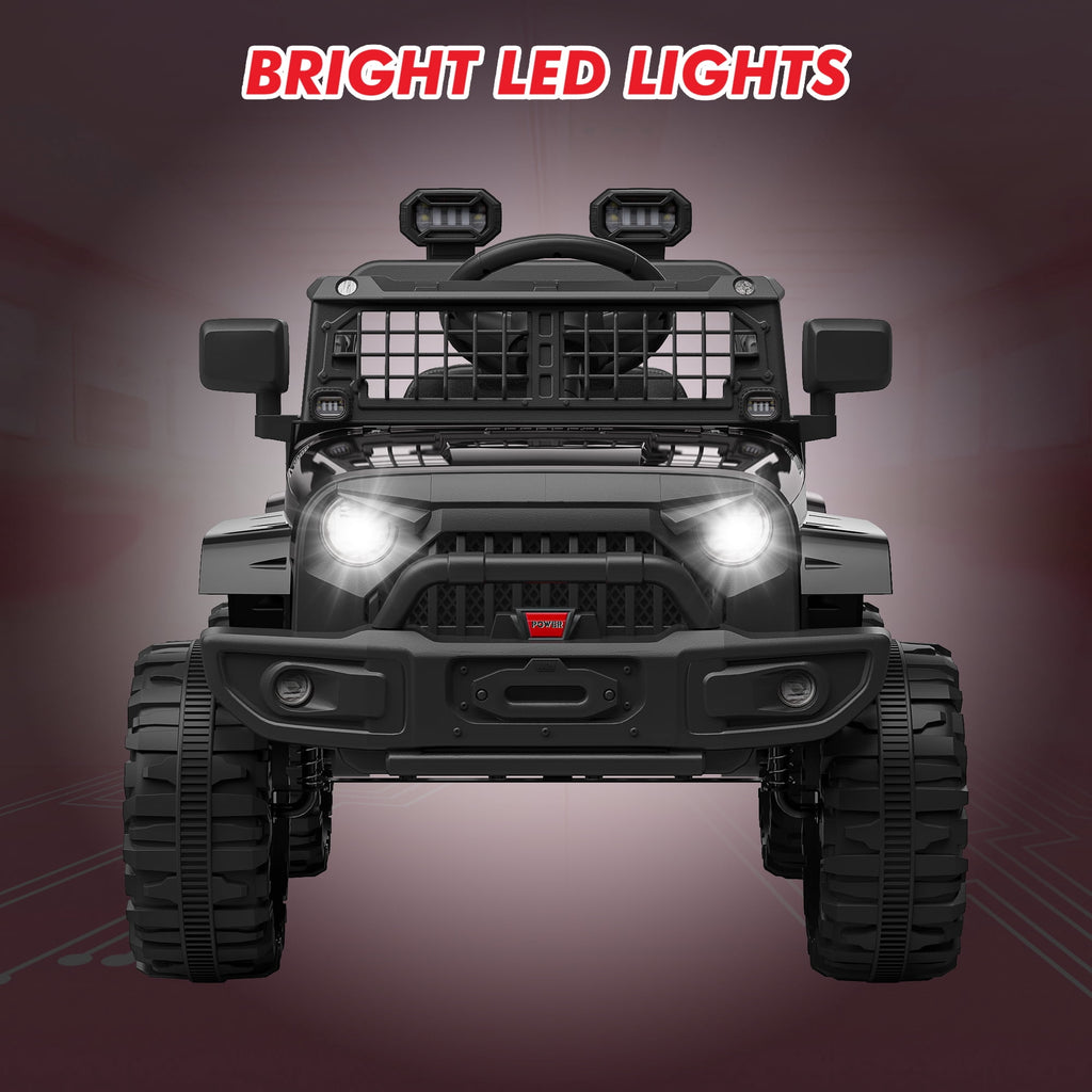 12V Kids Electric Ride-On Truck – Parental Remote Control, Seasonal Suspension, LED Lights, Wireless Connection, 2 Speeds, Standard Test Method Certified, Off-Road Toy Car
