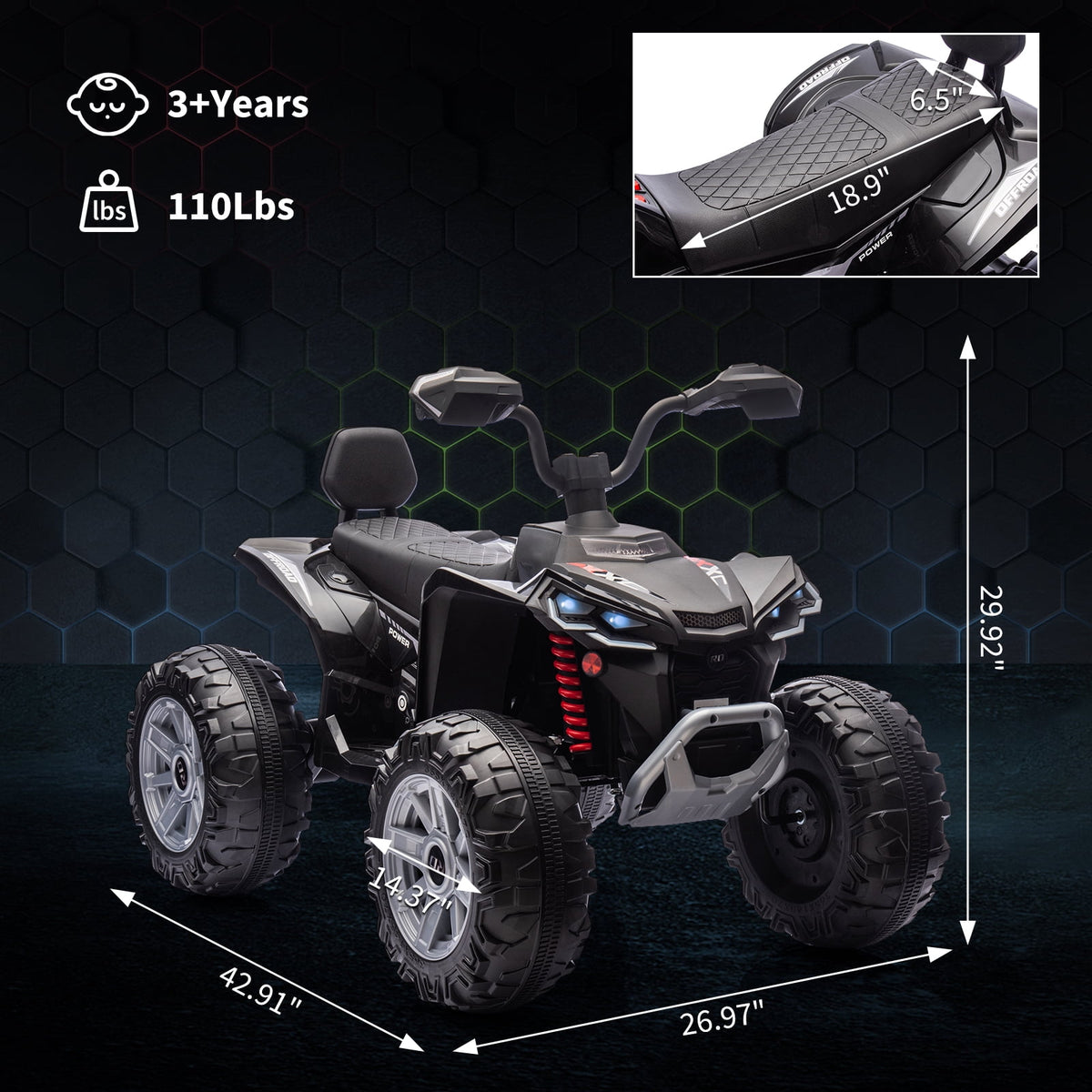 24V 2-Seater Kids Electric ATV Ride-On Toy – Dual 500W Motors, Parent Remote, wireless Audio, USB, LED Headlights, Spring Suspension, Music Player, urgent Brake, Ages 3–8, Pink