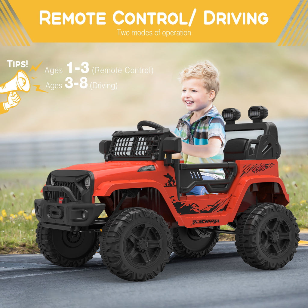 12V Kids Electric Ride-On Truck – Parental Remote Control, Seasonal Suspension, LED Lights, Wireless Connection, 2 Speeds, Standard Test Method Certified, Off-Road Toy Car