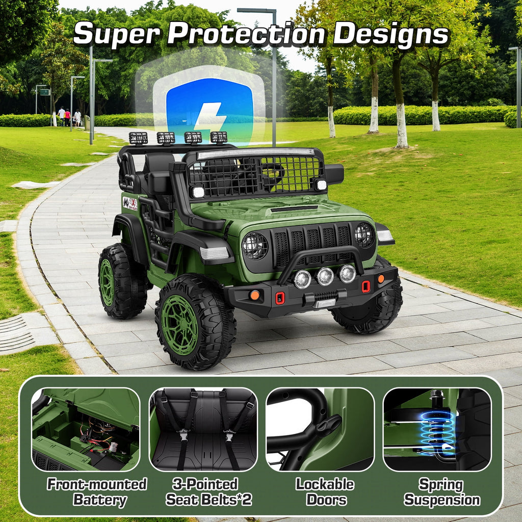 Funcid 24 Volt Ride on Toys, 2-Seater Electric Car, 400W Ride on Cars with Remote Control, Ride on Truck W/ Bluetooth, Music, Power Display, High/Low Speed, Light Control, Suspension, Pink