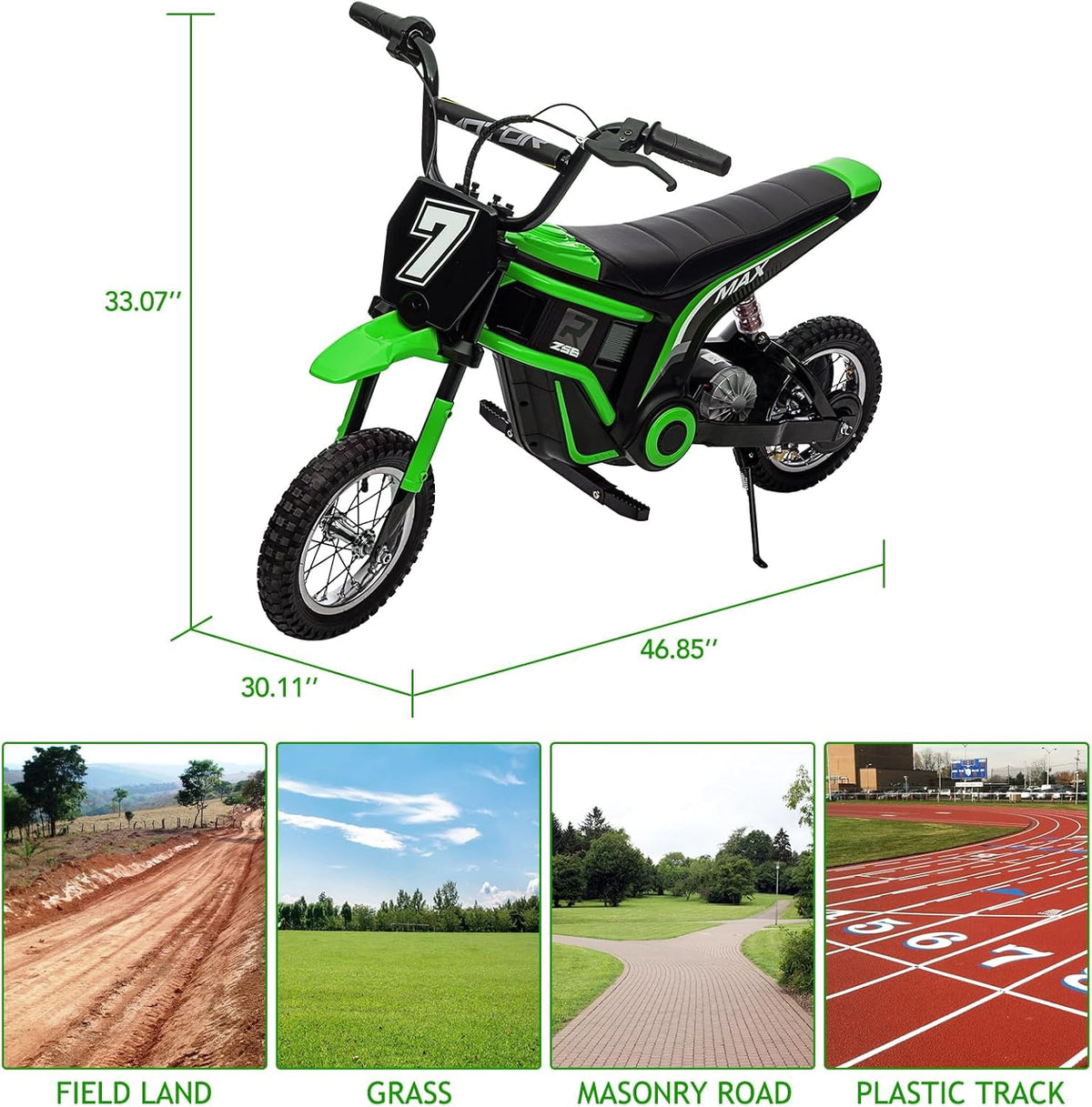 24V Electric Dirt Bike, 3-Speed Off-Road Motorcycle up to 14.29 MPH, Dual Suspension, Hydraulic Front Fork, Steel Frame, 135 lbs Capacity