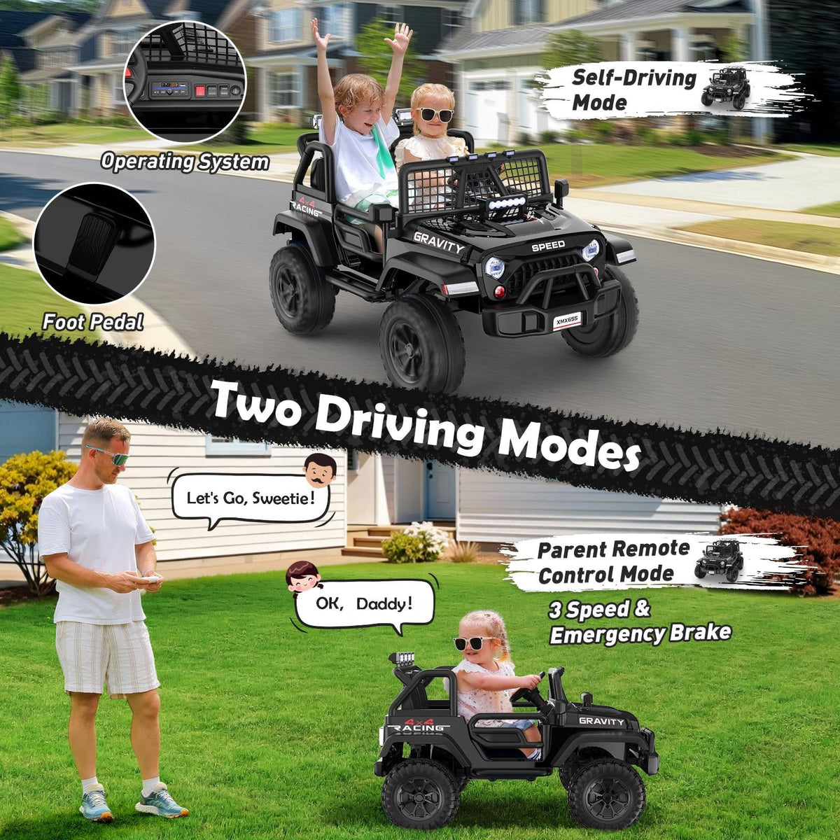 Funcid 24 Volt Ride on Toys with Remote Control, 400W 2-Seater Ride on Cars with Colored LED Lights & Battery Indicator, Electric Car for Kids w/ Bluetooth, Light Control, Volume Knob, Pink